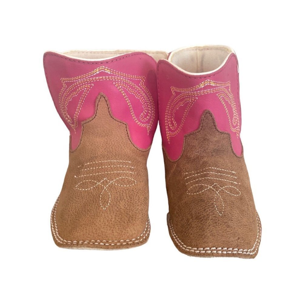 Anderson Bean Baby Cowboy Boots Large 8-12 MBrown / Pink Leather Antique Goat